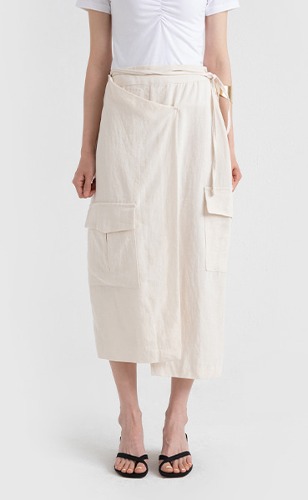 kitch cargo wrap detail long skirt (2colors)